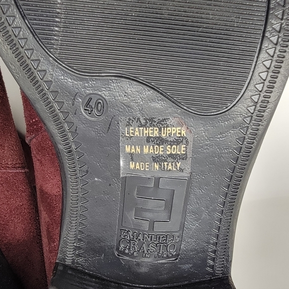 Emanuele Crasto Women's Sz 40 Mid Calf Burgundy Leather Boots Made In Italy New - Picture 5 of 9